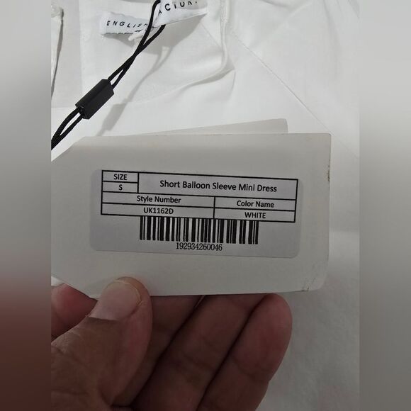 English Factory Short Balloon Sleeve Mini Dress In White Size Small - Picture 6 of 13